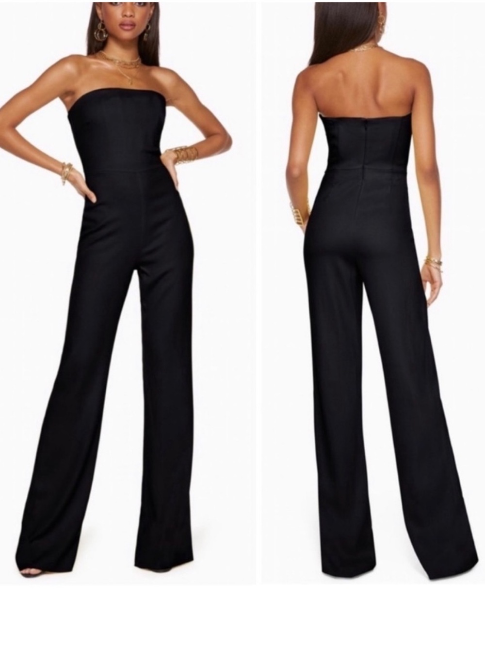 Ramy Brook Vivian Strapless Black Wide-Leg Jumpsuit NWT Size 6